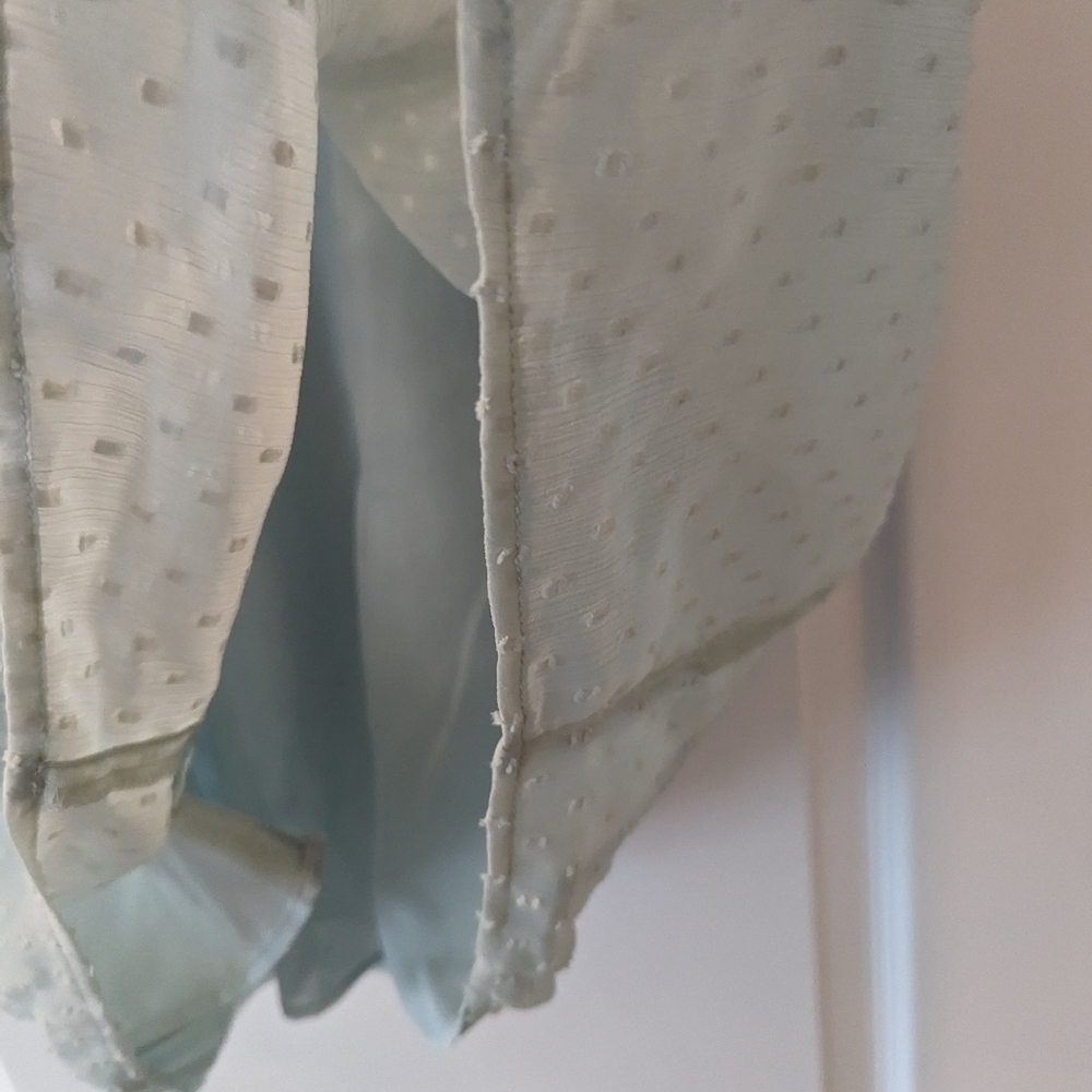 LOFT Light Green Ruffle Blouse - Picture 4 of 6
